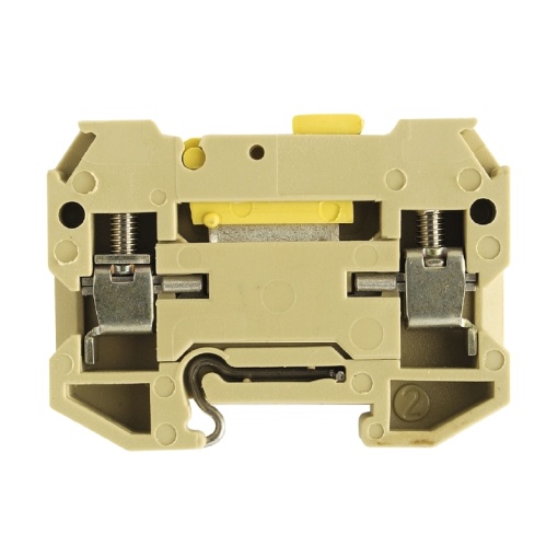 Test-disconnect terminal, Screw connection, beige  yellow, 4 mm², 10 A, 400 V, Number of connections 2, Number of levels 1