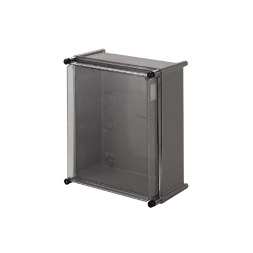 Plastic housing, TBF polyester empty enclosure, 302 x 372 x 175 mm, Glass fibre-reinforced polyester, untreated, Light Grey, Transparent