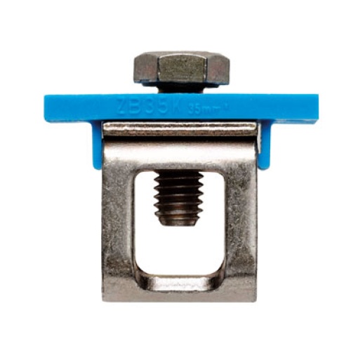 Clamping yoke bus-bar, Clamping yoke, blue, 35 mm², Width 14 mm, M 6, Steel
