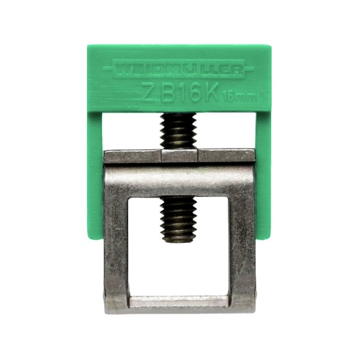 Clamping yoke bus-bar, Clamping yoke, Greenyellow, 16 mm², Width 10 mm, M 4, Steel