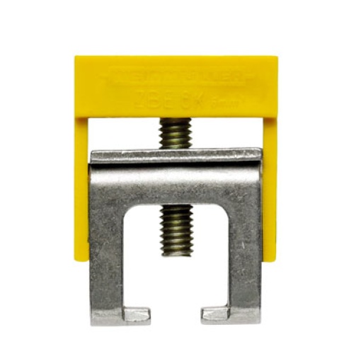 Clamping yoke bus-bar, Clamping yoke, Greenyellow, 6 mm², Width 8 mm, M 4, Steel