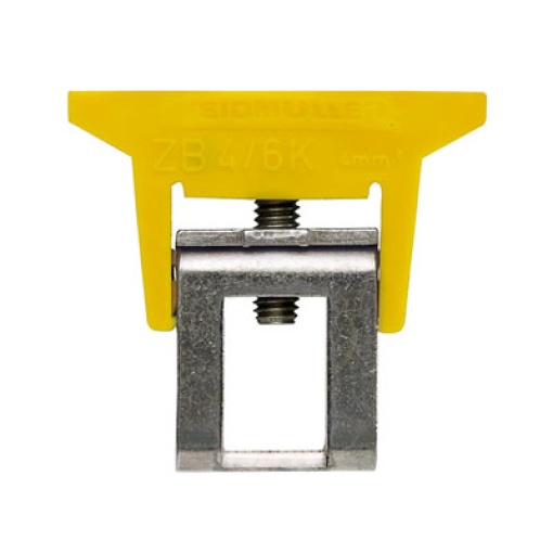 Clamping yoke bus-bar, Clamping yoke, Greenyellow, 4 mm², Width 6 mm, M 3, Steel
