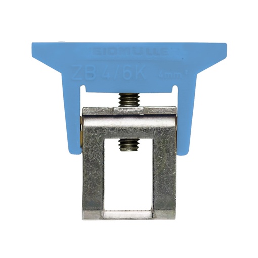 Clamping yoke bus-bar, Clamping yoke, blue, 4 mm², Width 6 mm, M 3, Steel
