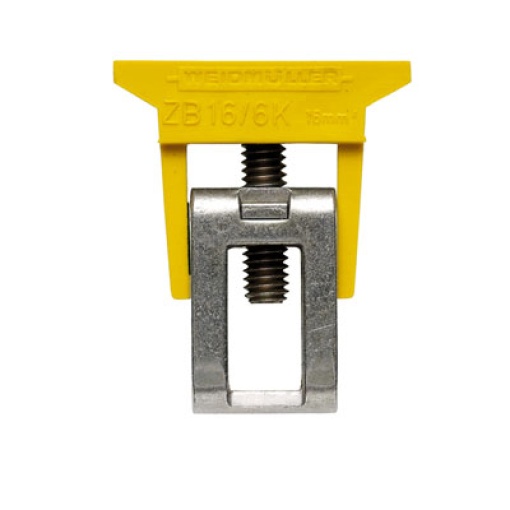 Clamping yoke bus-bar, Clamping yoke, Greenyellow, 16 mm², Width 10 mm, M 4, Steel