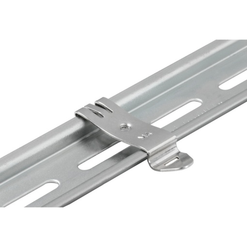 Mounting foot on mounting rail, silver, Steel, bright finish, M 4, Width 14 mm