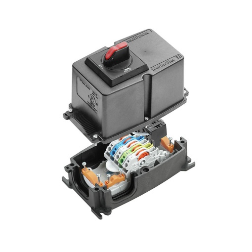 Energy distribution terminal strip with housing, 3-phase AC, IP65, in closed state, Maintenance switch