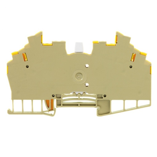 Test-disconnect terminal, Screw connection, beige  yellow, 1.5 mm², 10 A, 250 V, Number of connections 2, Number of levels 2