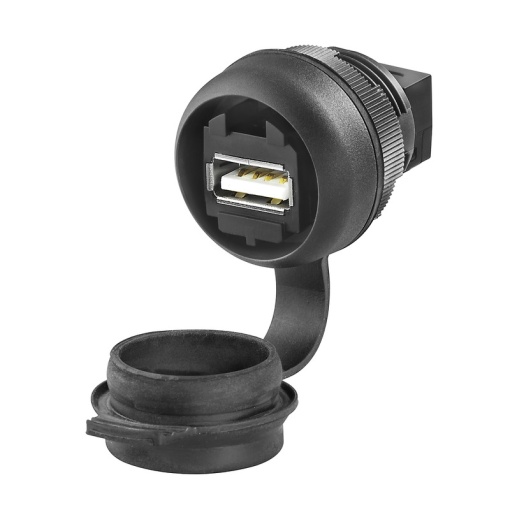 Fitted component housing, IP65, in closed state, USB A, USB A