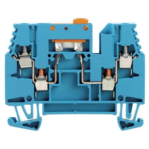 Test-disconnect terminal, Screw connection, blue, 2.5 mm², 16 A, 400 V, Number of connections 4, Number of levels 1
