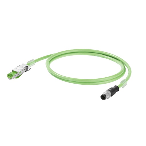 PROFINET Cable assembled, M12 D-code  IP 67 straight pin, RJ45 IP 20, Number of poles 4, Length 1.5 m