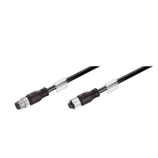 Ethernet Railway Cable assembled, M12 D-code  IP 67 straight socket, M12 D-code  IP 67 straight pin, Number of poles 4, Length 10 m