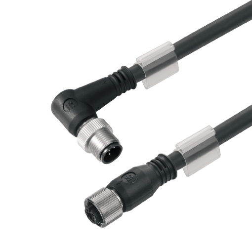 Sensor-actuator Cable, M12  M12, Number of poles 3, 1.5 m, pin, angled - bush straight, LED No, Shielded Yes
