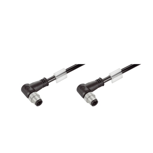Ethernet Railway Cable assembled, M12 D-code  IP 67 angled pin, M12 D-code  IP 67 angled pin, Number of poles 4, Length 3 m