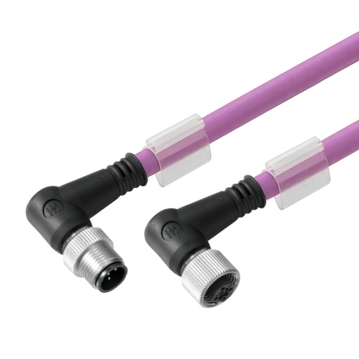 Copper data cable Assembled, Connecting line, Number of poles 5, Cable length 0.5 m, pin, 90 - socket 90, Length 0.5 mm