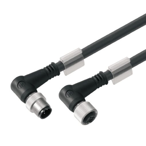 Copper data cable Assembled, Connecting line, Number of poles 5, Cable length 1.5 m, pin, 90 - socket 90, Length 1.5 mm