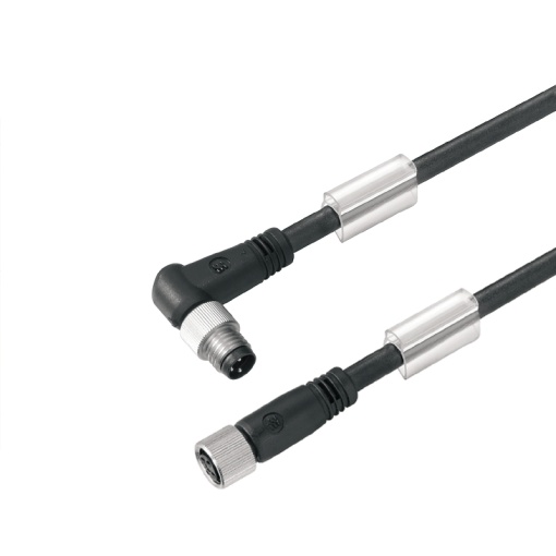 Sensor-actuator Cable, M8  M8, Number of poles 3, 1.5 m, pin, angled - bush straight, LED No, Shielded No