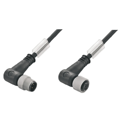 Sensor-actuator Cable, M12  M12, Number of poles 5, 1.5 m, pin, 90 - socket 90, LED No, Shielded No