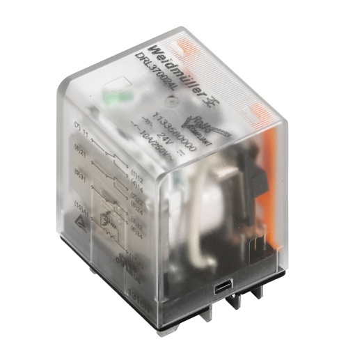 Miniature power relay, 110 V DC, Green LED, 3 CO contact AgSnO , 250 V AC, 10 A, Test button available No