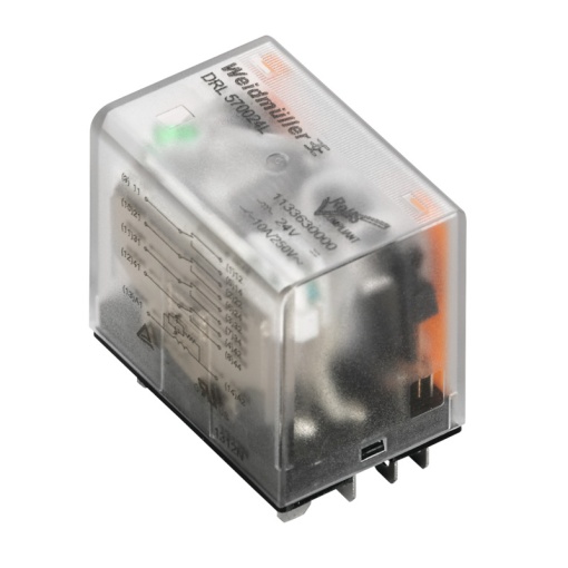 Miniature power relay, 110 V DC, Green LED, 4 CO contact AgSnO , 250 V AC, 10 A, Test button available No