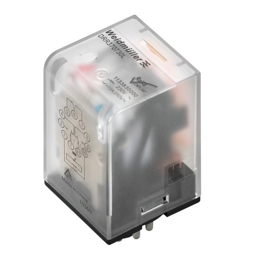 Industrial relay, 230 V AC, red LED, 3 CO contact AgSnO , 250 V AC, 10 A, Test button available No