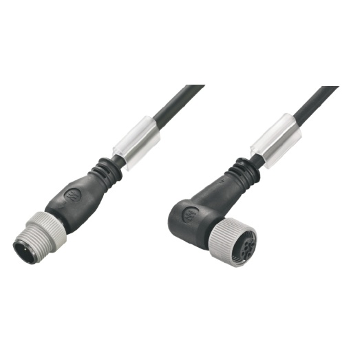 Sensor-actuator Cable, M12  M12, Number of poles 3, 1.5 m, pin, straight - socket, 90, LED No, Shielded No