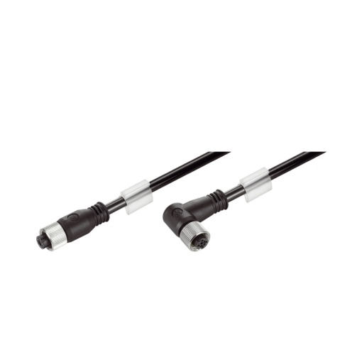 Ethernet Railway Cable assembled, M12 D-code  IP 67 straight socket, M12 D-code  IP 67 angled pin, Number of poles 4, Length 1.5 m