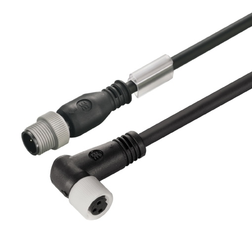 Sensor-actuator Cable, M12  M8, Number of poles 3, 1.5 m, pin, straight - socket, 90, LED No, Shielded No
