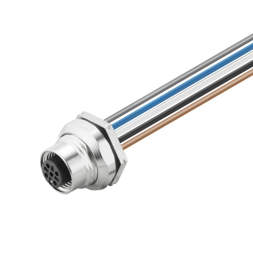 Round plug ,Built-in with cable, M12, Number of poles 5, 2 m, 0.34 mm²