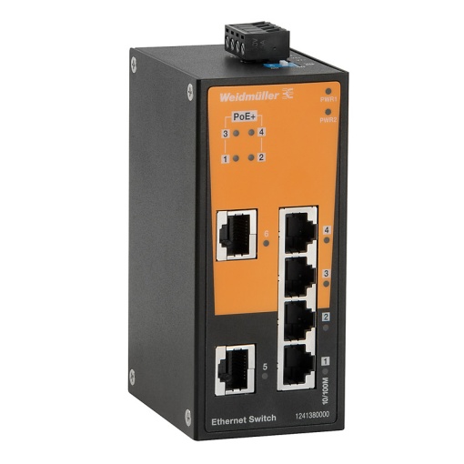 Network switch, unmanaged PoE, Fast Ethernet, 2  RJ45 10100 BaseTX, 4  RJ45 10100 BaseTX PoE, -10 C...60 C, IP30