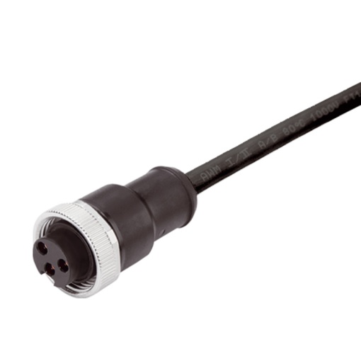 Sensor-actuator Cable, 78", Number of poles 3, 1.5 m, Female socket, straight, LED No, Shielded No