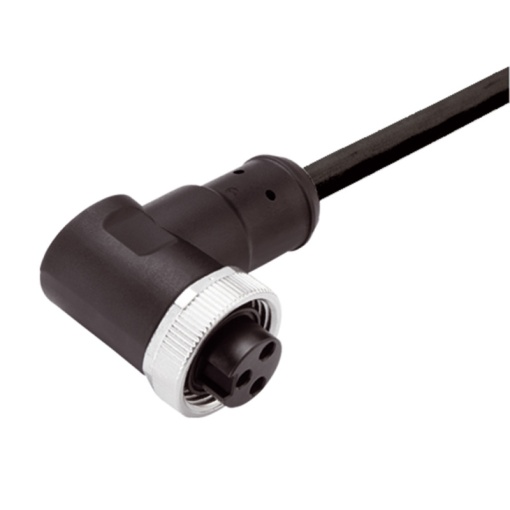 Sensor-actuator Cable, 78", Number of poles 3, 2 m, Socket, angled, LED No, Shielded No