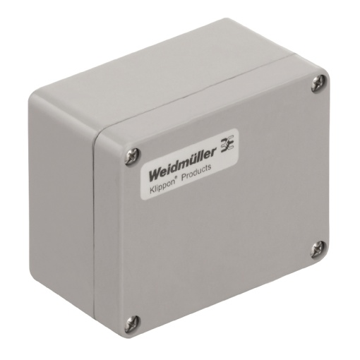 Plastic housing, Klippon POK polyester empty enclosure, 110 x 75 x 56 mm, Glass fibre-reinforced polyester, untreated, polished, Silver grey