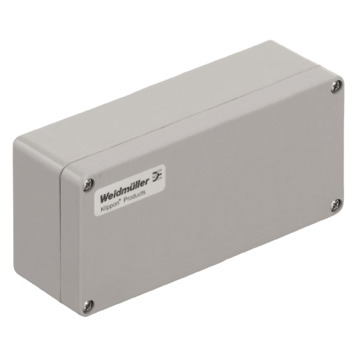 Plastic housing, Klippon POK polyester empty enclosure, 190 x 75 x 55 mm, Glass fibre-reinforced polyester, untreated, polished, Silver grey