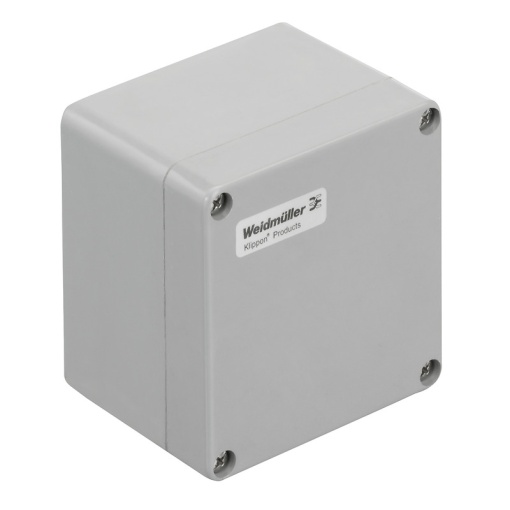 Plastic housing, Klippon POK polyester empty enclosure, 122 x 120 x 90 mm, Glass fibre-reinforced polyester, untreated, polished, Silver grey
