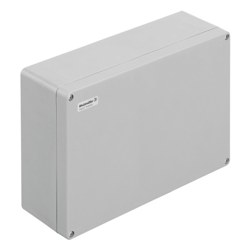 Plastic housing, Klippon POK polyester empty enclosure, 400 x 250 x 120 mm, Glass fibre-reinforced polyester, untreated, polished, Silver grey