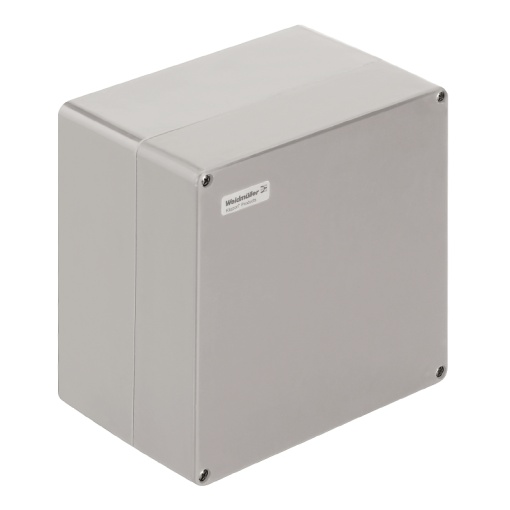 Plastic housing, Klippon POK polyester empty enclosure, 255 x 250 x 160.5 mm, Glass fibre-reinforced polyester, untreated, polished, Silver grey