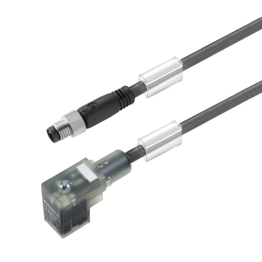 Valve cable assembled, Straight plug - valve plug, Industrial design C 9.4 mm, M8  none, Cable length 0.15 m, PUR, black