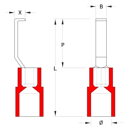 Cable lug, Insulation PC, Conductor cross-section, max. 3 mm², red