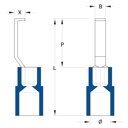 Cable lug, Insulation PC, Conductor cross-section, max. 3 mm², blue