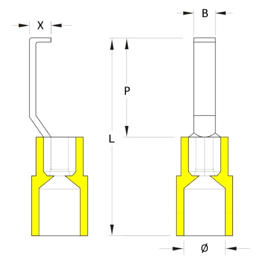 Cable lug, Insulation PC, Conductor cross-section, max. 6 mm², yellow