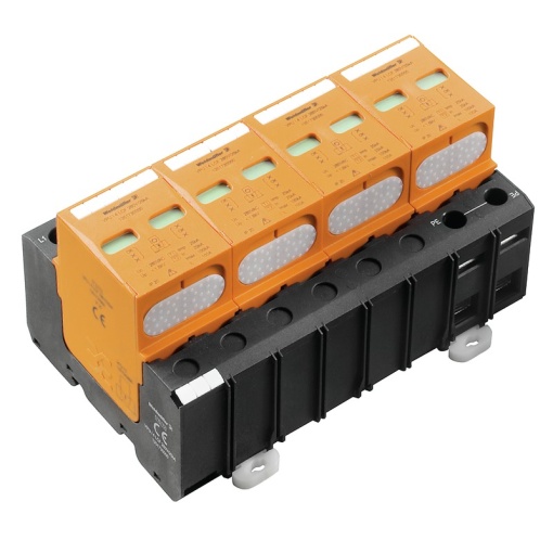 Surge voltage arrester  power supply systems, without telecomm. contact, Type I  II, Low voltage network TN-C-S, TN-S, I, II, III, IV, AC, 400 V
