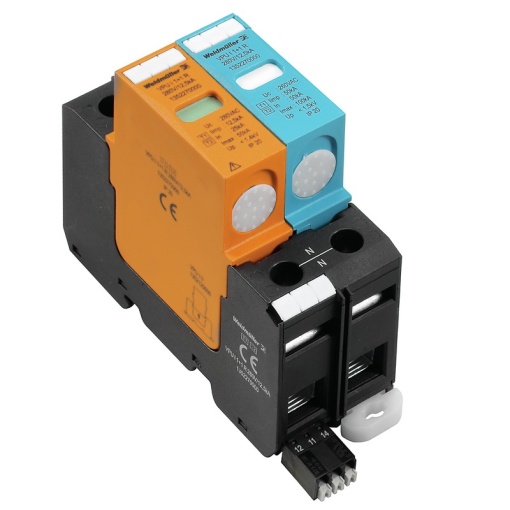 Surge voltage arrester  power supply systems, with remote contact, Type I  II, Low voltage network Single-phase, IT with N, IT without N, TN, TT, 