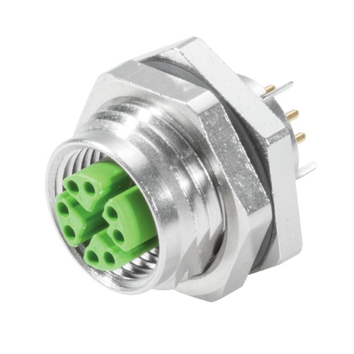 Circular plug connector, installation PCB connection system, 1-part, M12, Number of poles 8