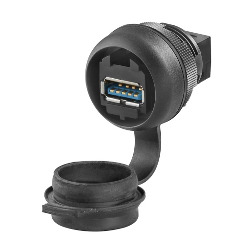 Fitted component housing, IP65, in closed state, USB A, USB A