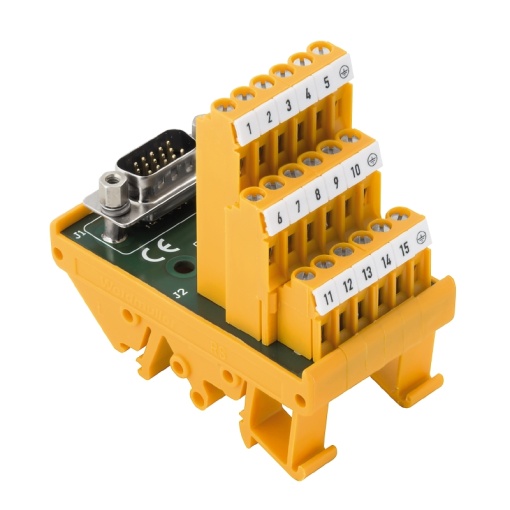Interface module with terminal, connector, High-density SUB-D plug-in connectors, 15-pole plug, LL3R 5.08 mm, Screw connection