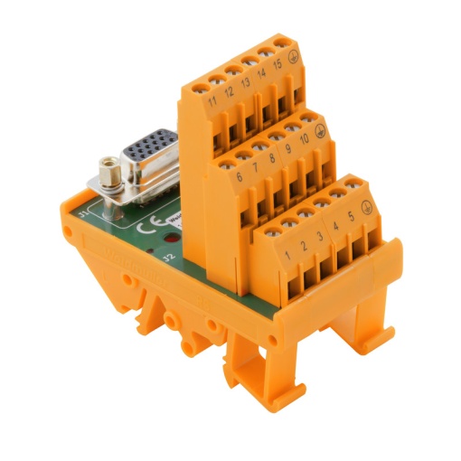 Interface module with terminal, connector, High-density SUB-D plug-in connectors, 15-pole female, LL3R 5.08 mm, Screw connection