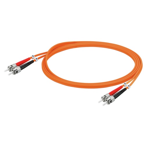 Assembled Fibre-optic data cable, ZIPCORD, ST IP 20, ST IP 20, LSZH, 50 µm, 10 m
