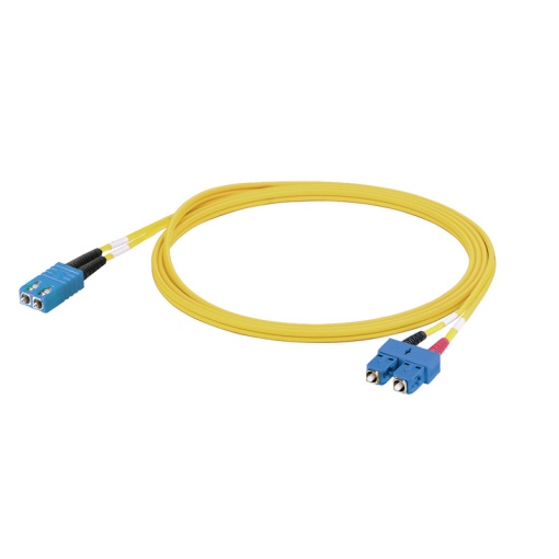 Assembled Fibre-optic data cable, ZIPCORD, SCRJ IP 20, SC duplex IP 20, LSZH, 9 µm, 2 m