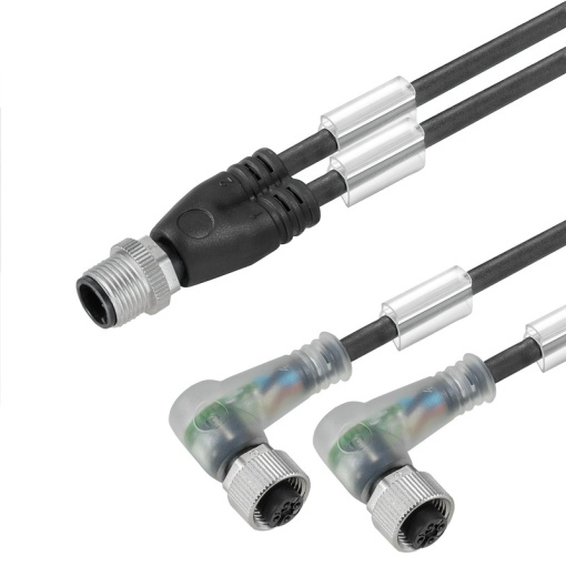 Sensor-actuator adaptor cable assembled, Connecting line, M12  M12, 3, 5 m, Twin cabling, black