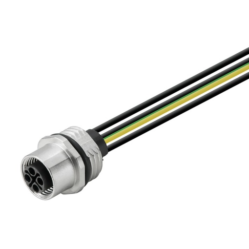 Round plug ,Built-in with cable, M12, Number of poles 4, 0.2 m